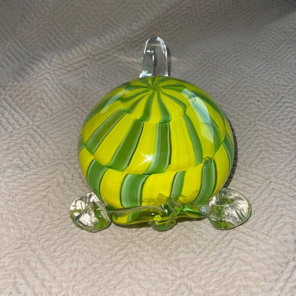 Heavy Blown Glass Turtle Green Hollow Decorative Collectible - Picture 3 of 6